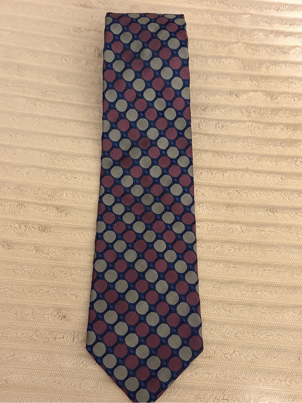 Vintage Mr. Perry Design Geometric Silk Tie – Purple & Gray